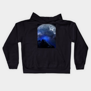 Man Hiking Night Sky A Visual Art Kids Hoodie